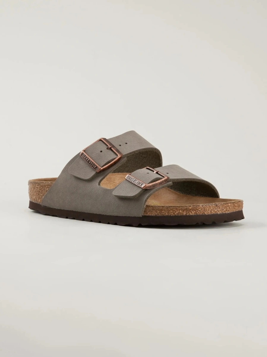 Sandale Birkenstock arizona gri din piele - Img 2
