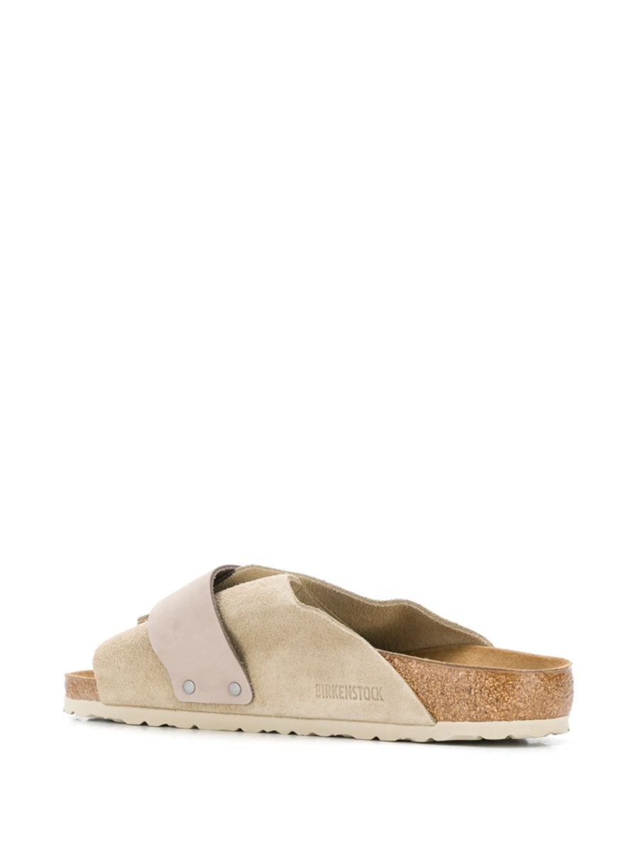 Sandale Birkenstock neutre din piele intoarsa si piele - Img 3