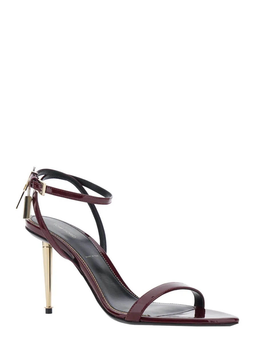 Sandale Bordeaux Sandals with High Stiletto Heel and Adjustable Ankle Strap Closure in Leather for Women - Img 2