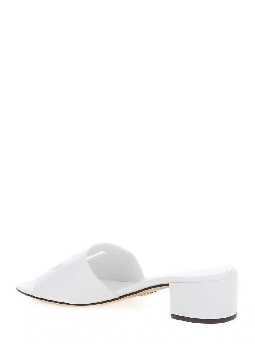 Sandale cu toc Dolce &amp; Gabbana albe din piele - Img 3