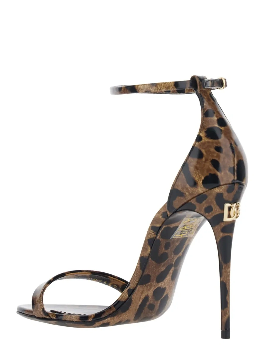 Sandale cu toc Dolce &amp; Gabbana maro din piele - Img 3