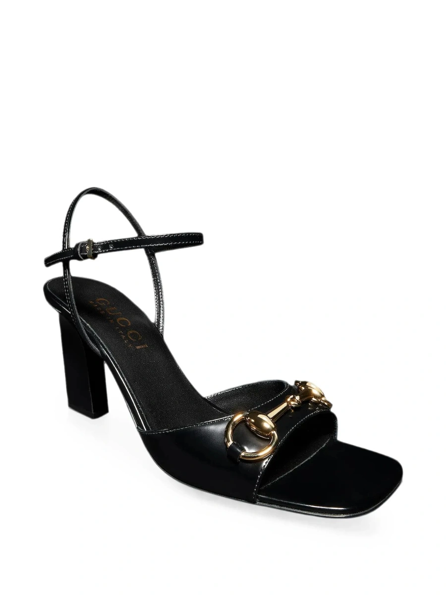 Sandale cu toc Gucci negre din piele - Img 5