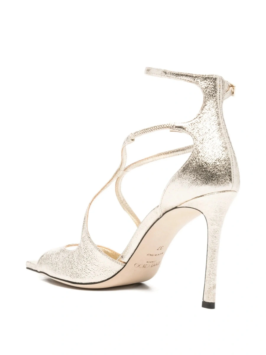 Sandale cu toc Jimmy Choo gri din textil - Img 6