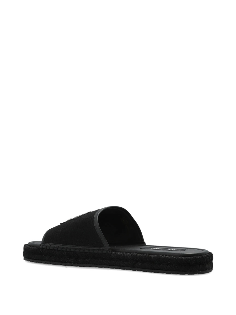 Sandale Dolce &amp; Gabbana negre din piele si bumbac - Img 4