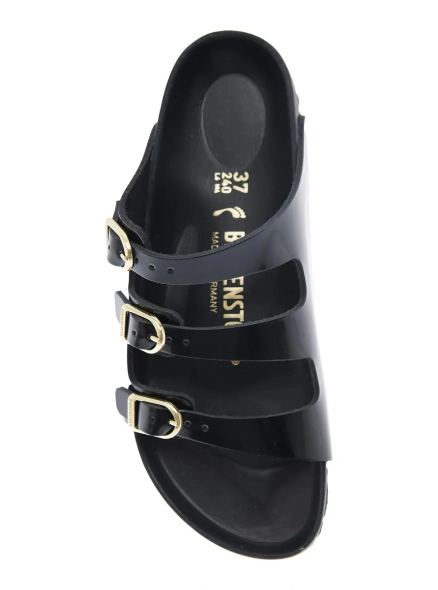 Sandale 'Florida' Black Sandals with Adjustable Buckle and Three Straps in Leather for Women - Img 4