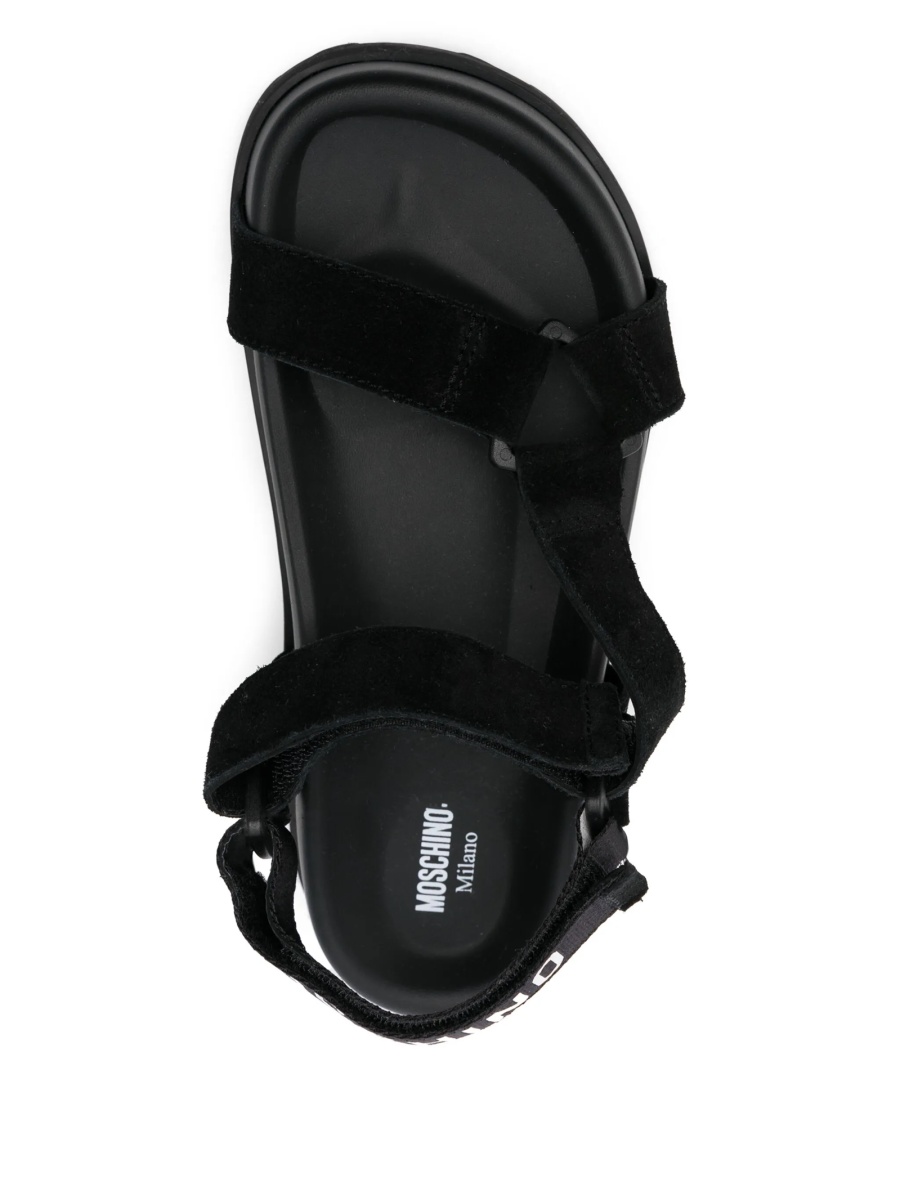 Sandale Moschino negre din piele intoarsa si material textil - Img 4