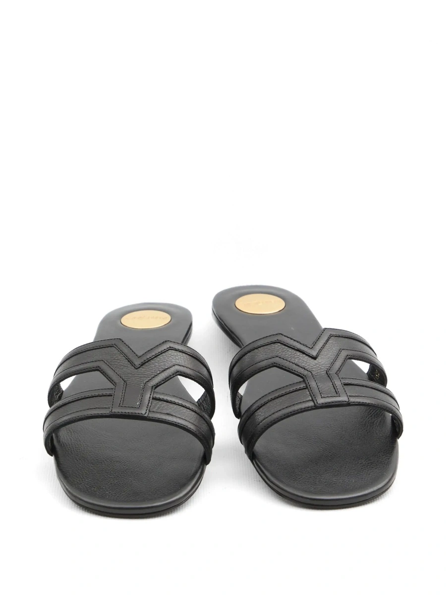 Sandale Saint Laurent negre din piele - Img 8