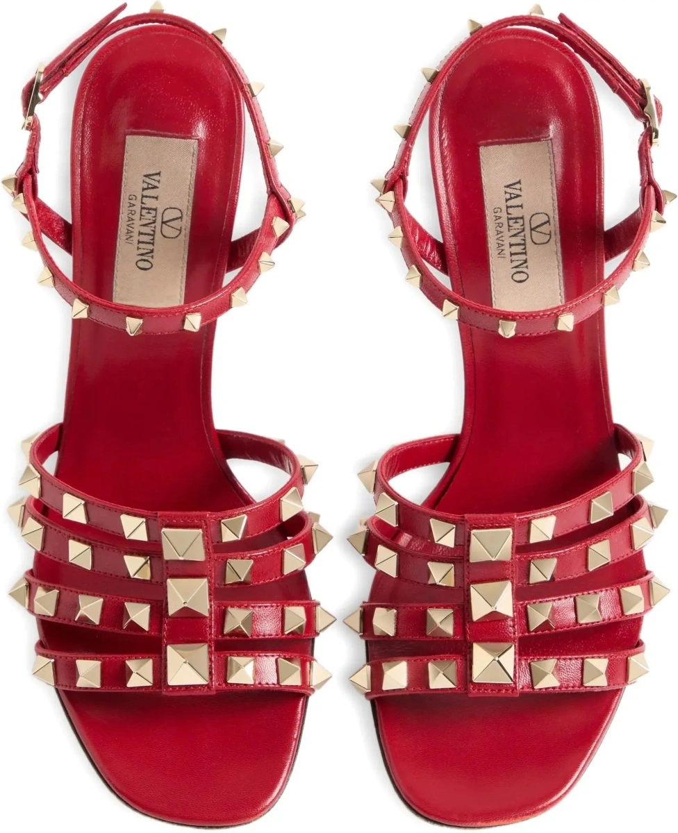 Sandale Valentino Garavani 'Rockstud' rosii din piele - Img 5
