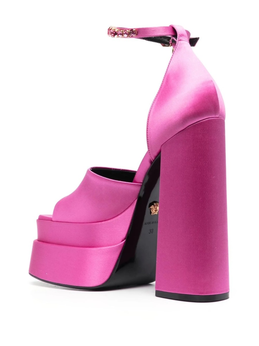 Sandale Versace roz din material textil - Img 3