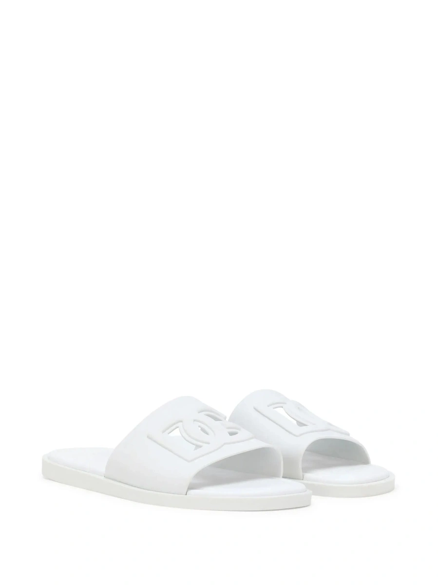 Sandale White Rubber Logo Detail Slip-On Sandals for Men - Img 5