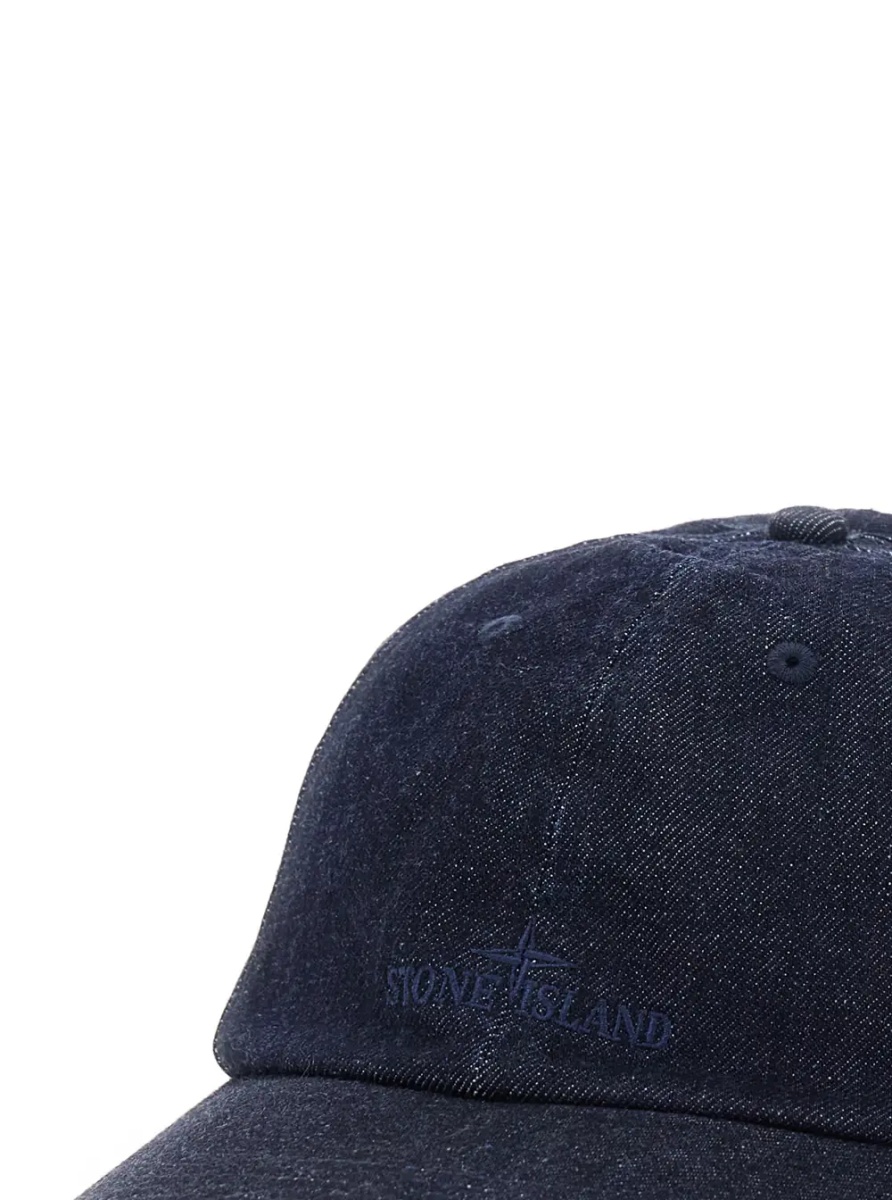Sapca Blue Baseball Cap with logo lettering on the front in denim for men - Img 3