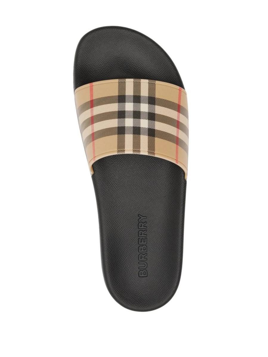 Slapi Burberry vintage check neutri din poliuretan - Img 4