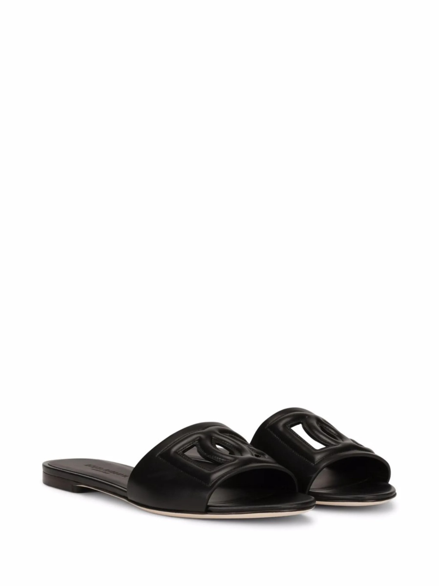 Slapi Dolce &amp; Gabbana DG Logo negri din piele - Img 2