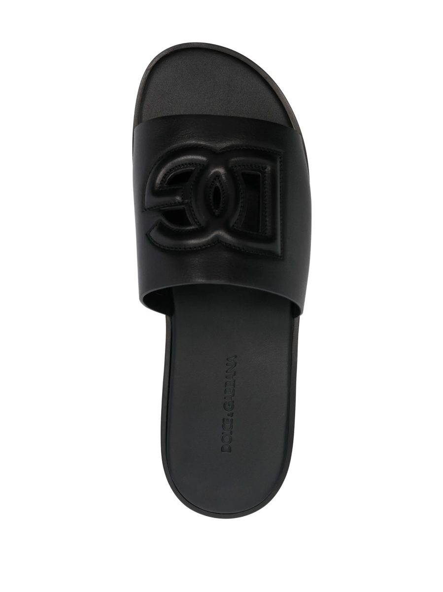 Slapi Dolce &amp; Gabbana negri din piele - Img 4