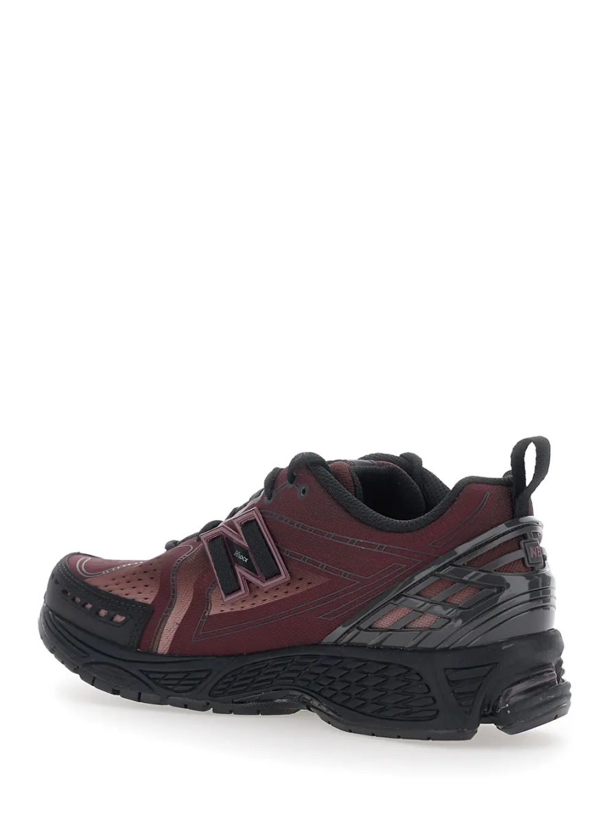 Sneakers '1906E' Bordeaux Low Top Sneakers with Logo Patch on the Side in Leather and Fabric Unisex - Img 3