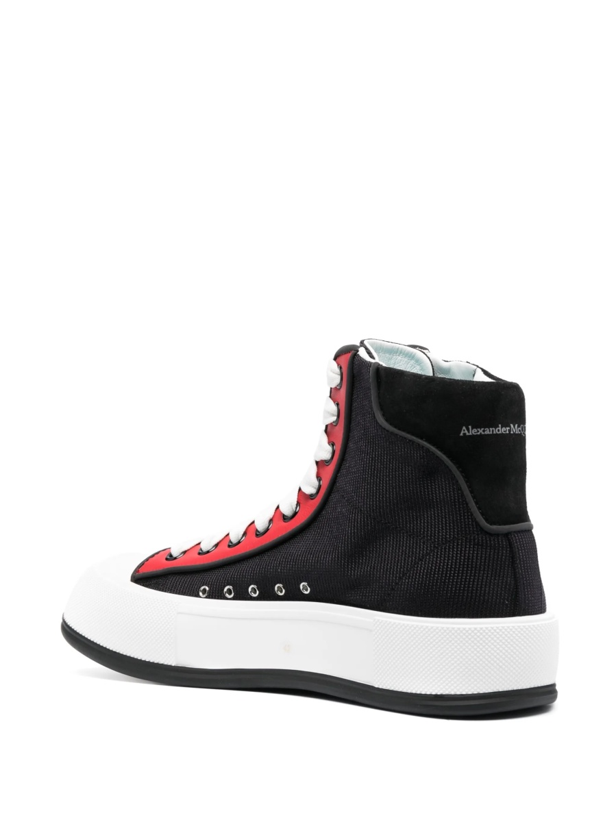 Sneakers Alexander McQueen tread slick negri din material textil si piele - Img 3