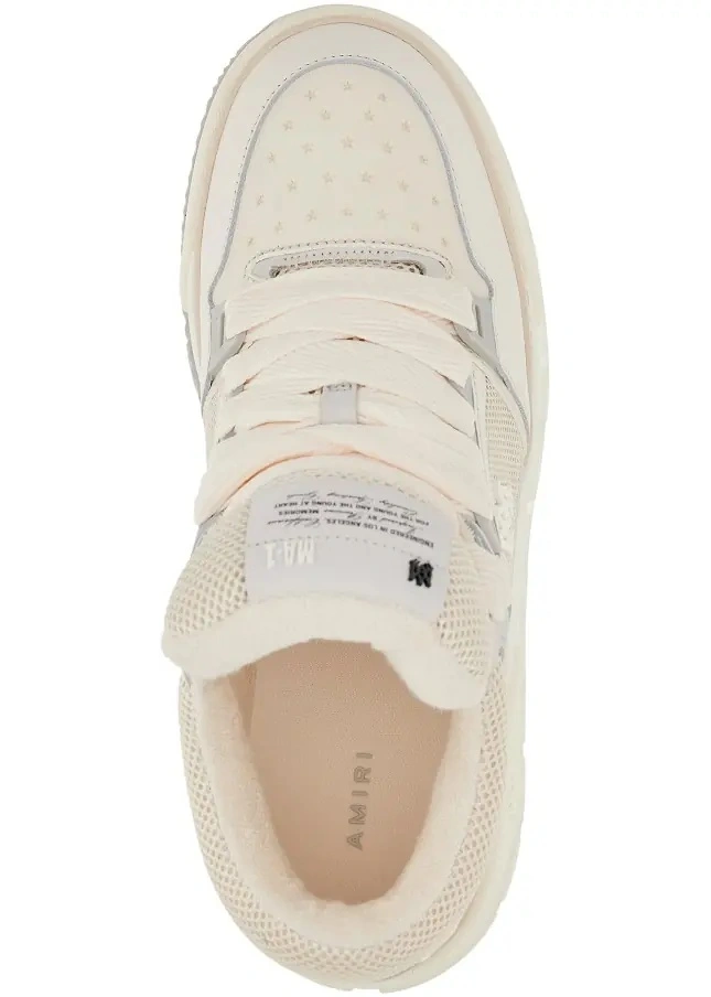 Sneakers AMIRI albi din piele si plasa - Img 4