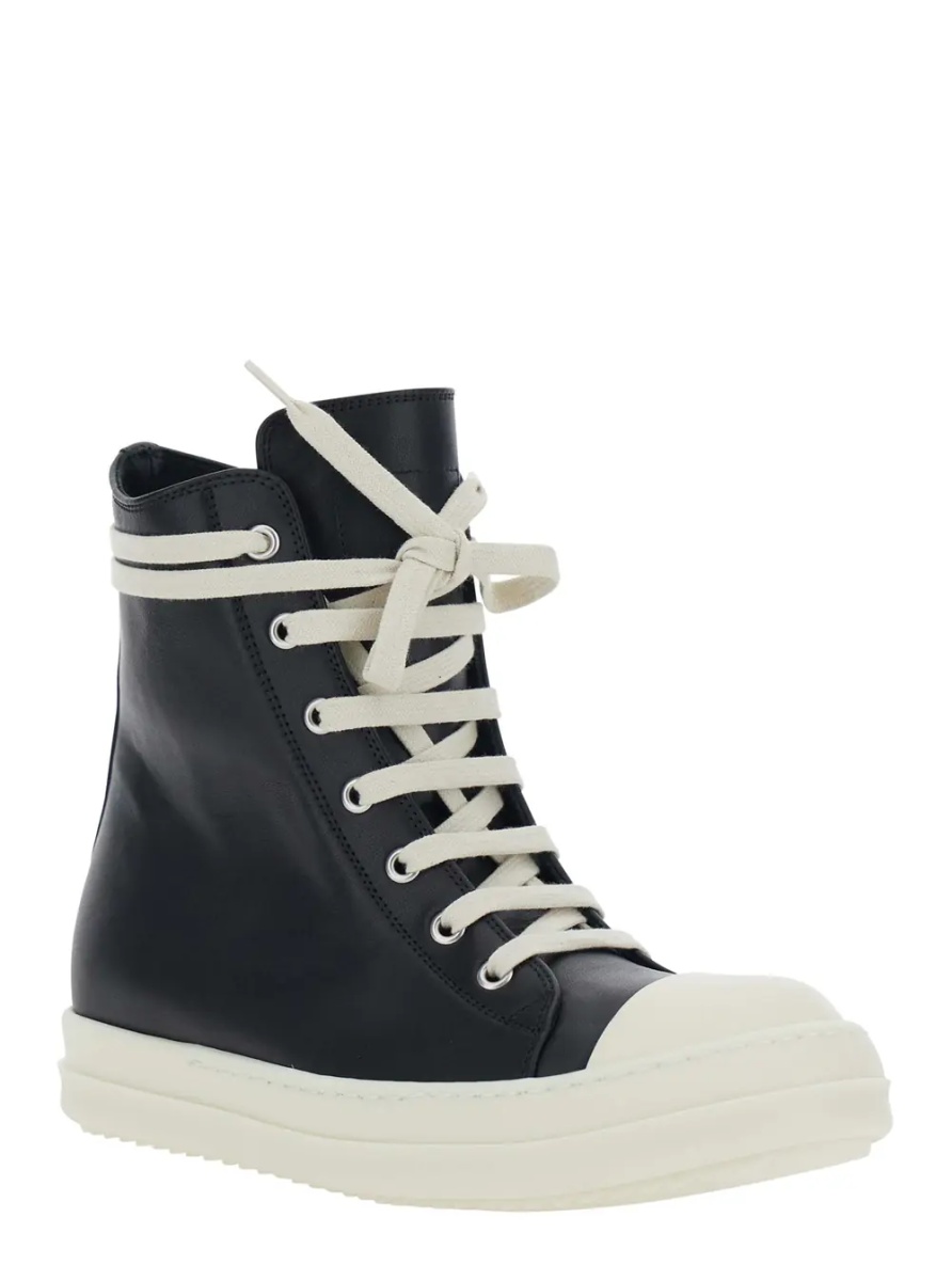 Sneakers Black Sneakers with Oversized Decorative Laces and Zip Closure on the Side in Leather for Women - Img 2