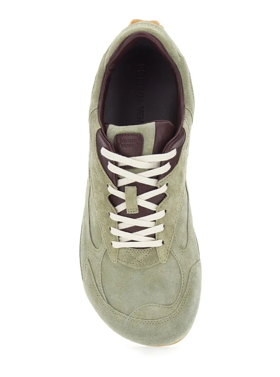 Sneakers Bottega Veneta verzi din piele intoarsa 'Orbit' - Img 4