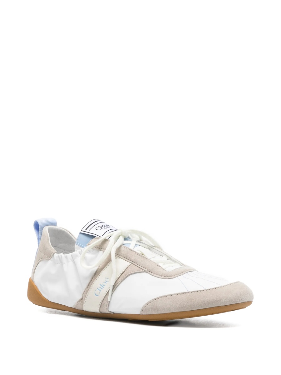 Sneakers Chloe albi din piele intoarsa si nylon - Img 2