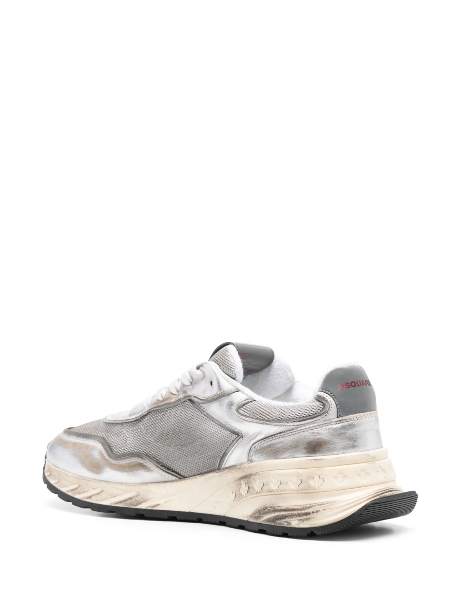 Sneakers DSQUARED2 argintii din piele si material textil - Img 3