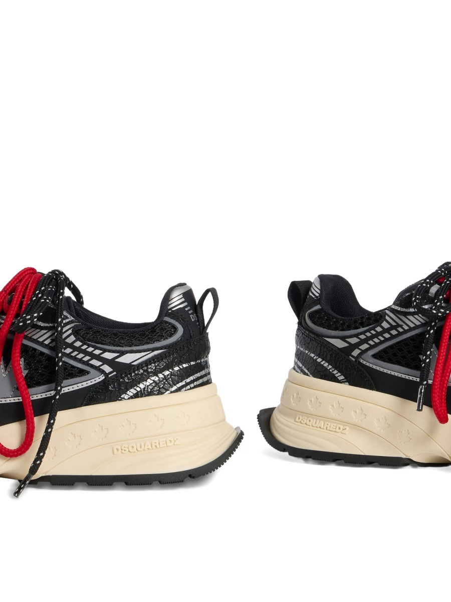 Sneakers DSQUARED2 negri din material textil si piele - Img 5