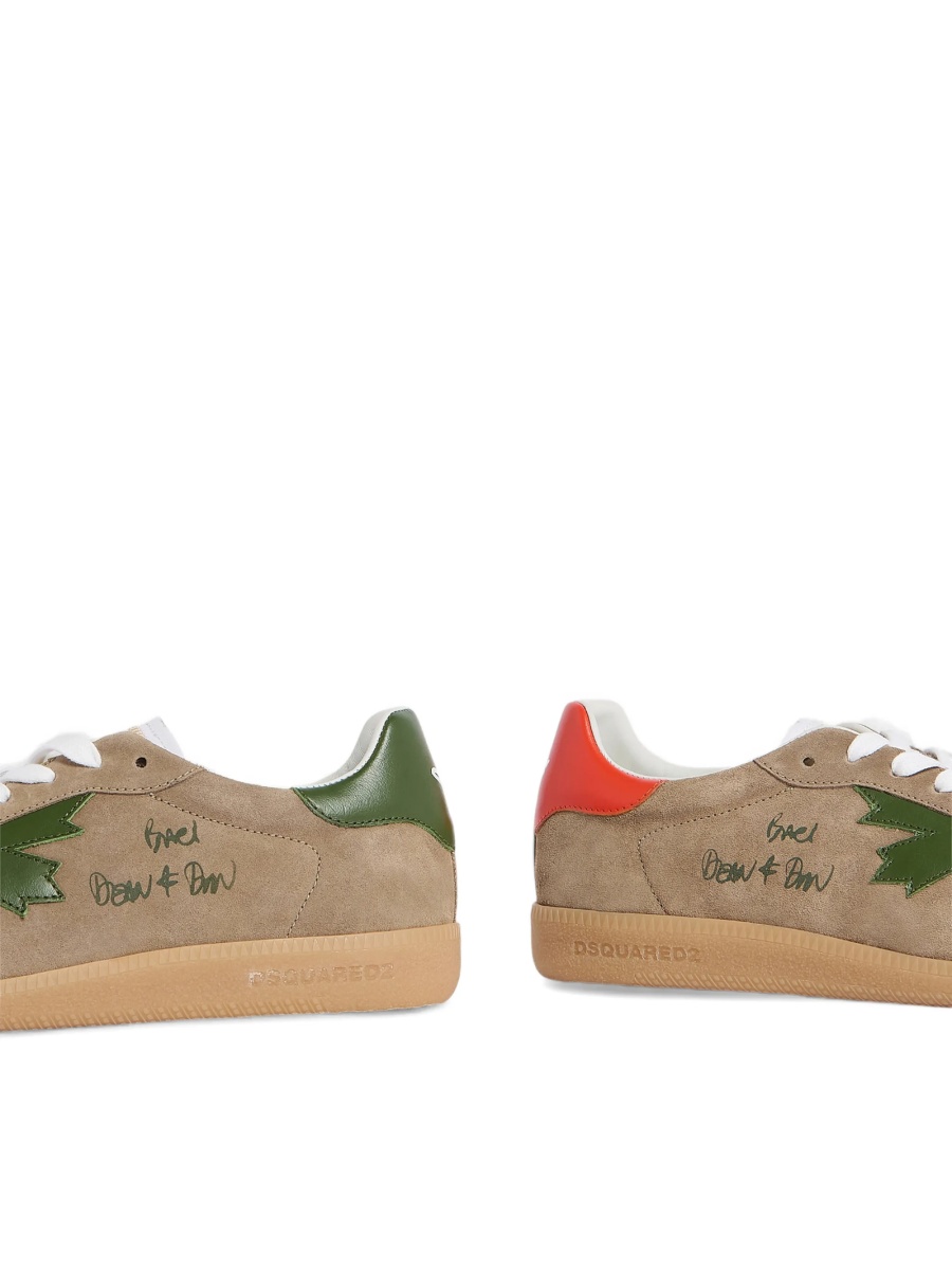 Sneakers DSQUARED2 neutri din piele intoarsa si piele - Img 4
