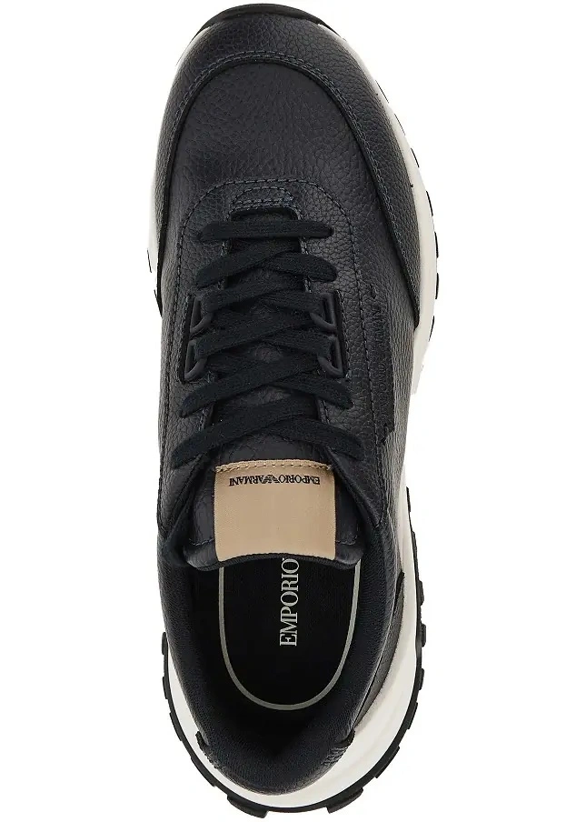 Sneakers Emporio Armani albastri din piele - Img 4