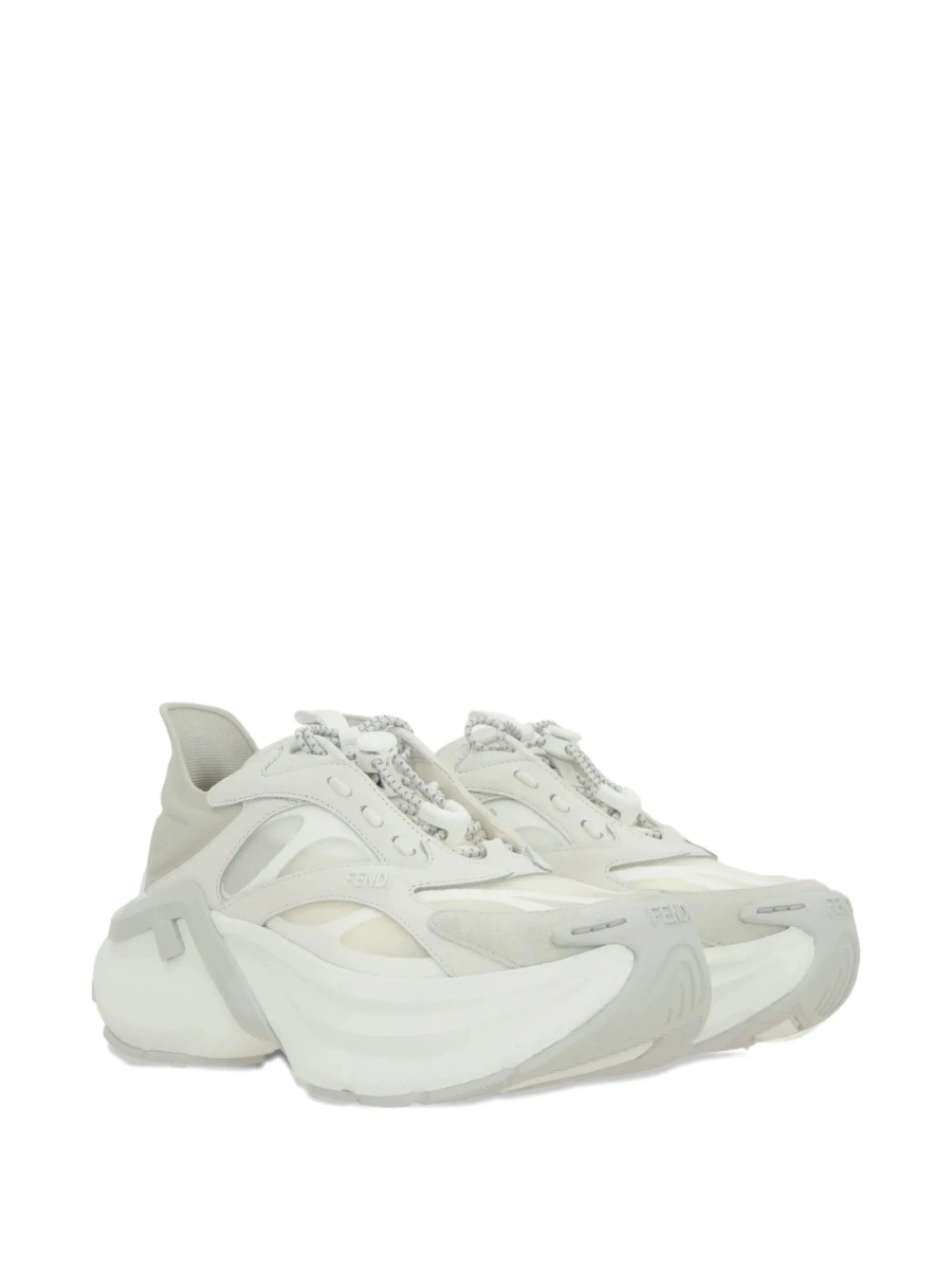 Sneakers Fendi albi din mesh si piele - Img 5