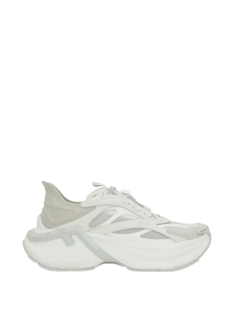 Sneakers Fendi albi din mesh si piele - Img 8