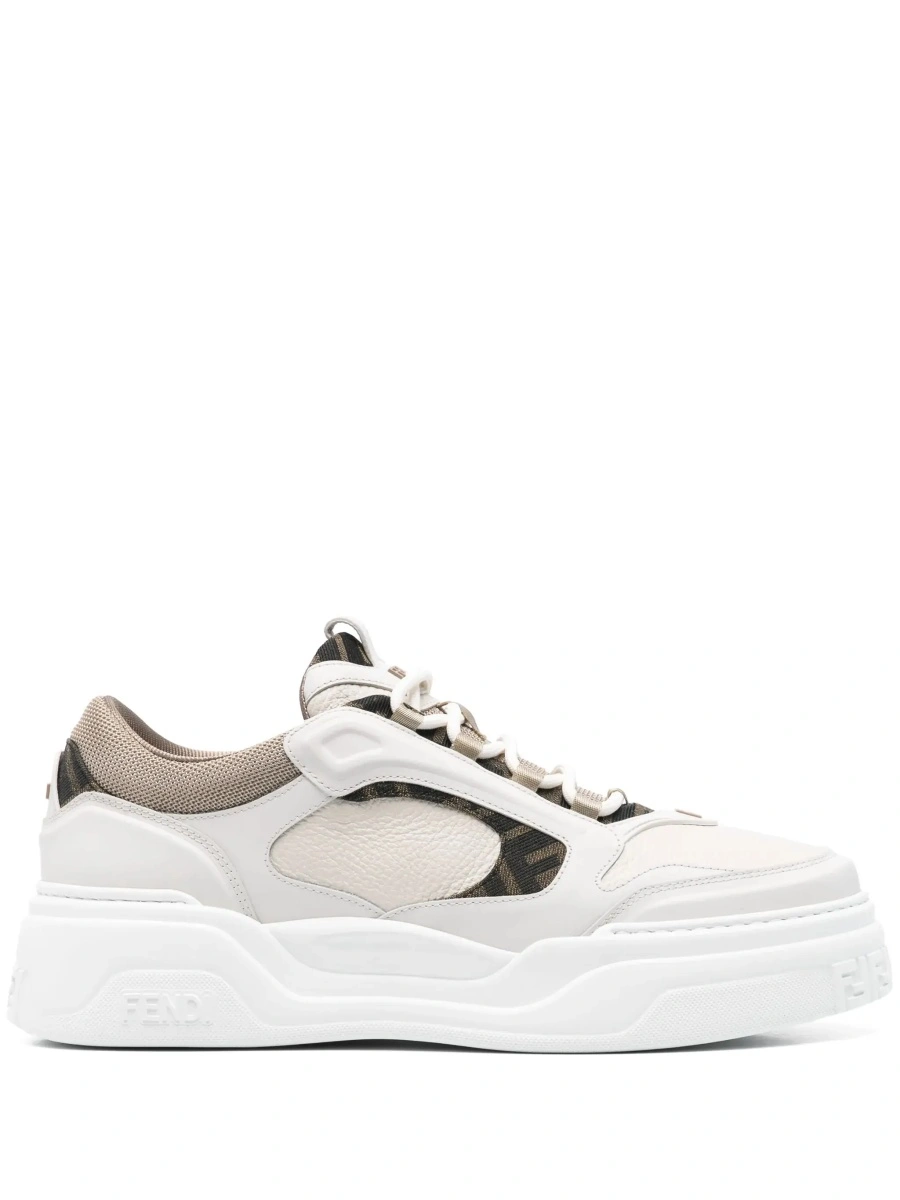 Sneakers Fendi 'Force' albi din jacquard FF si piele - Img 8