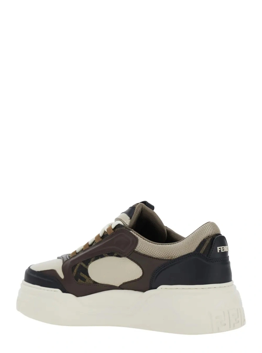 Sneakers Fendi 'Force' multicolor din jacquard FF si piele - Img 3