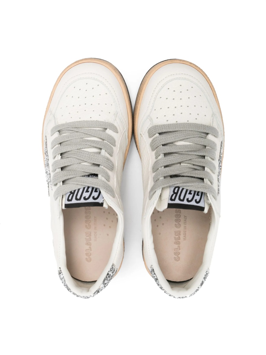 Sneakers Golden Goose albi din paiete si piele - Img 3