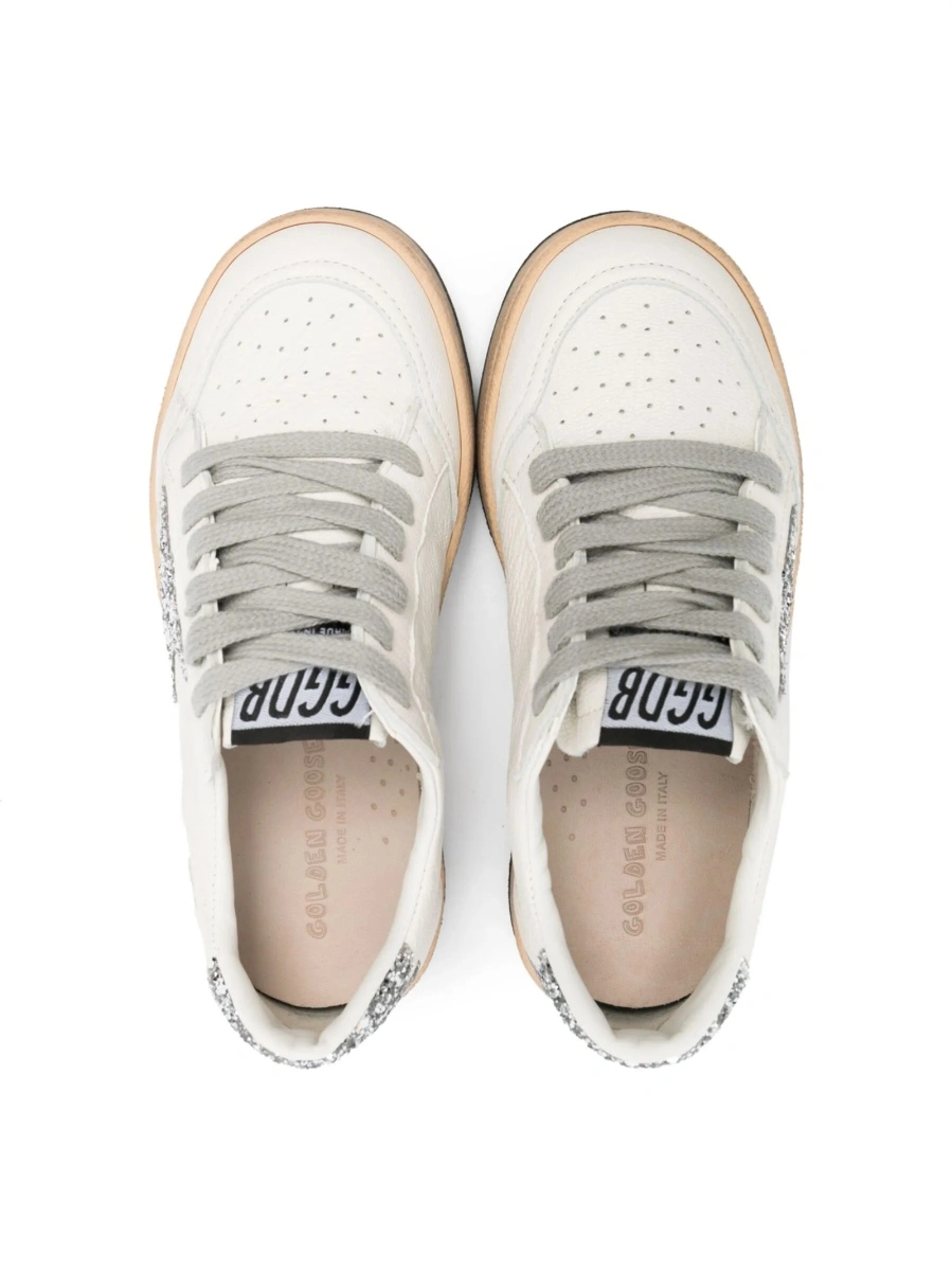 Sneakers Golden Goose albi din paiete si piele - Img 3