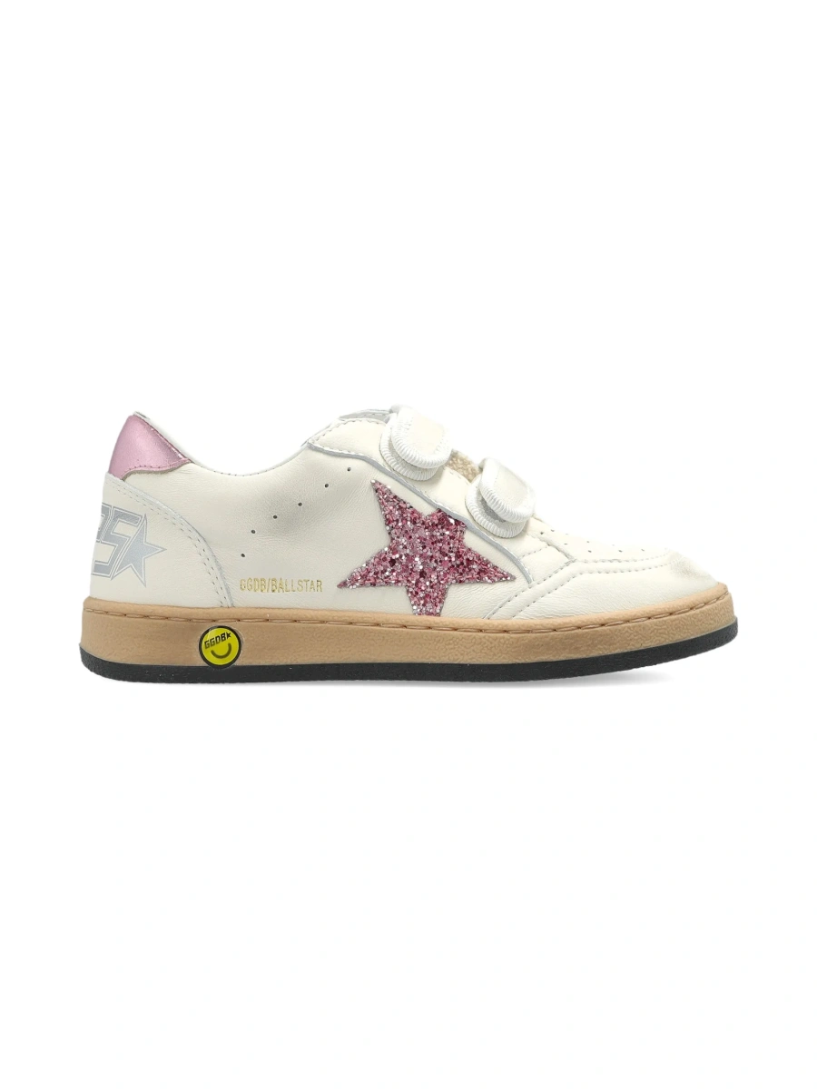Sneakers Golden Goose albi din sclipici si piele - Img 2