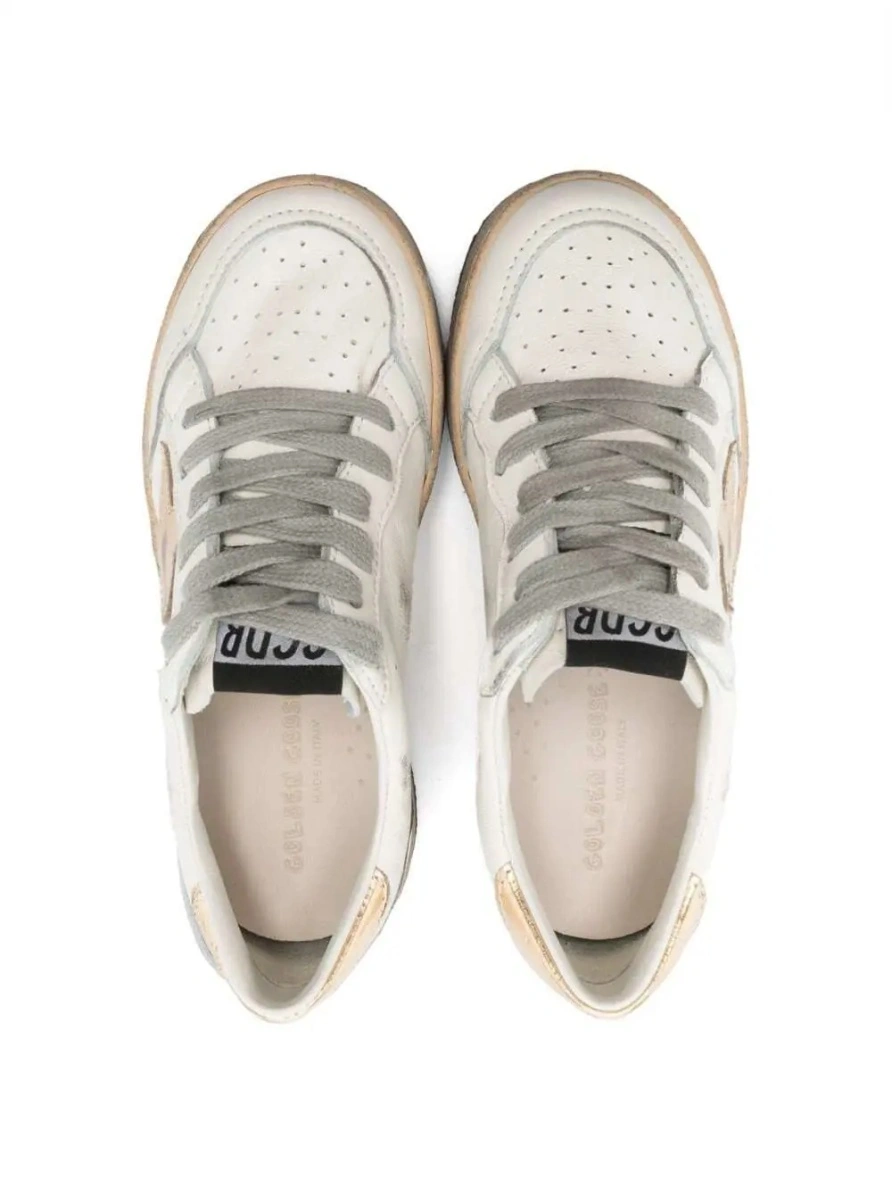 Sneakers GOLDEN GOOSE KIDS albi din piele 'Ballstar' - Img 3