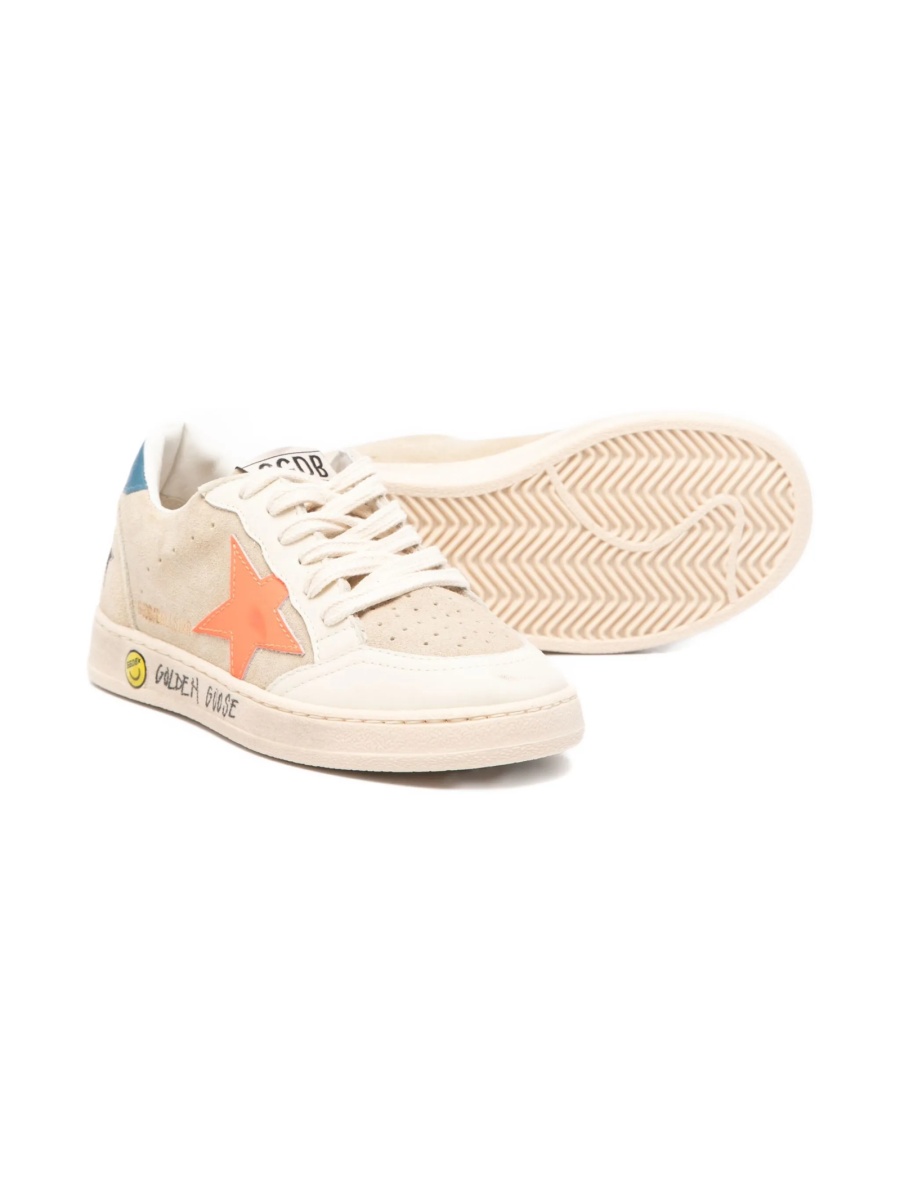 Sneakers Golden Goose neutri din piele si piele intoarsa - Img 2