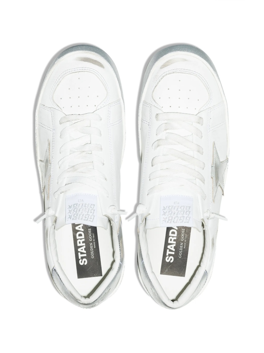 Sneakers Golden Goose stardan albi din piele - Img 4