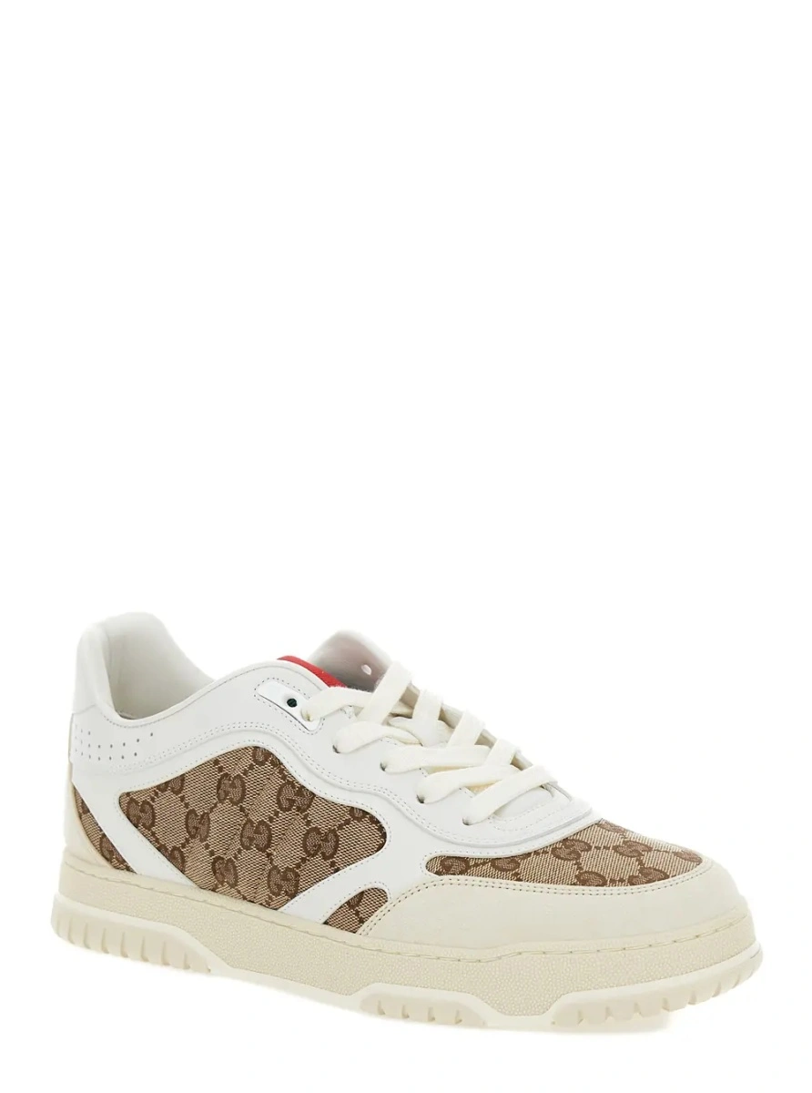 Sneakers Gucci albi din piele si tesatura tehnica - Img 2