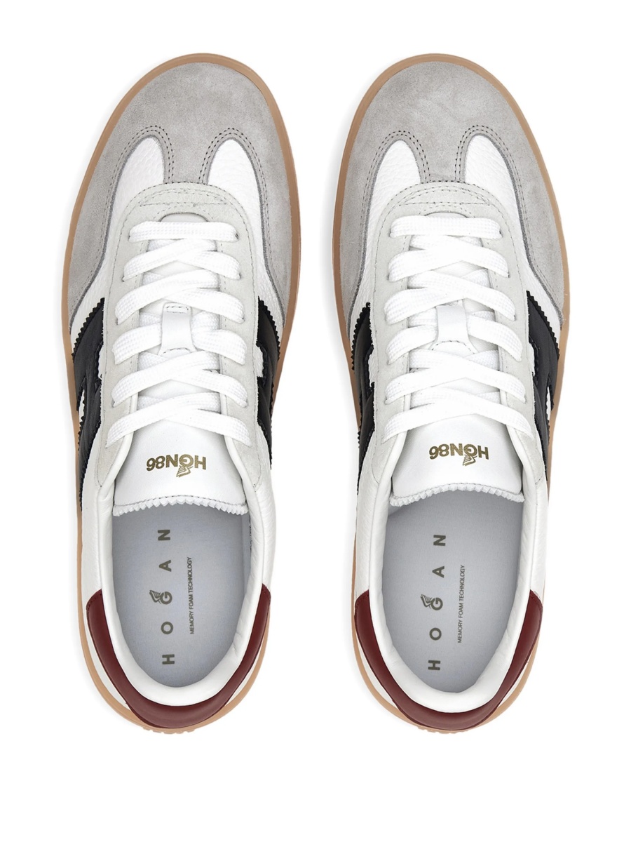 Sneakers Hogan albi din piele intoarsa si piele - Img 3