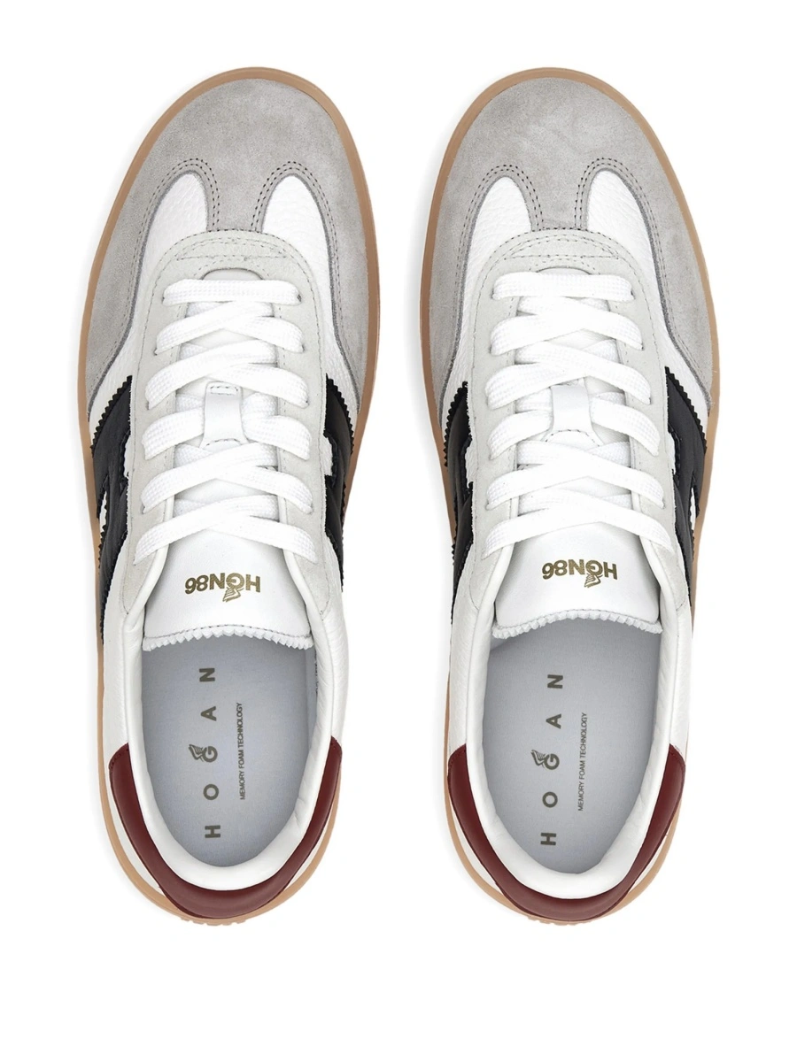 Sneakers Hogan albi din piele intoarsa si piele - Img 3
