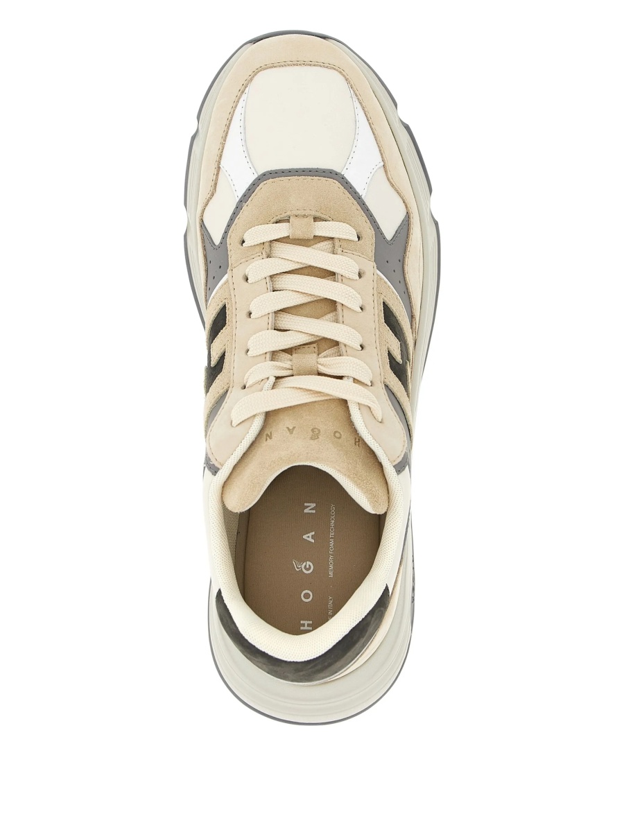 Sneakers Hogan albi din piele si piele intoarsa - Img 3