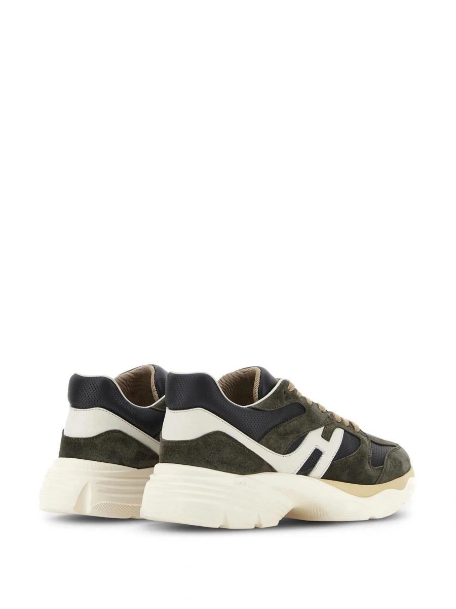 Sneakers Hogan gri din piele si piele intoarsa - Img 3
