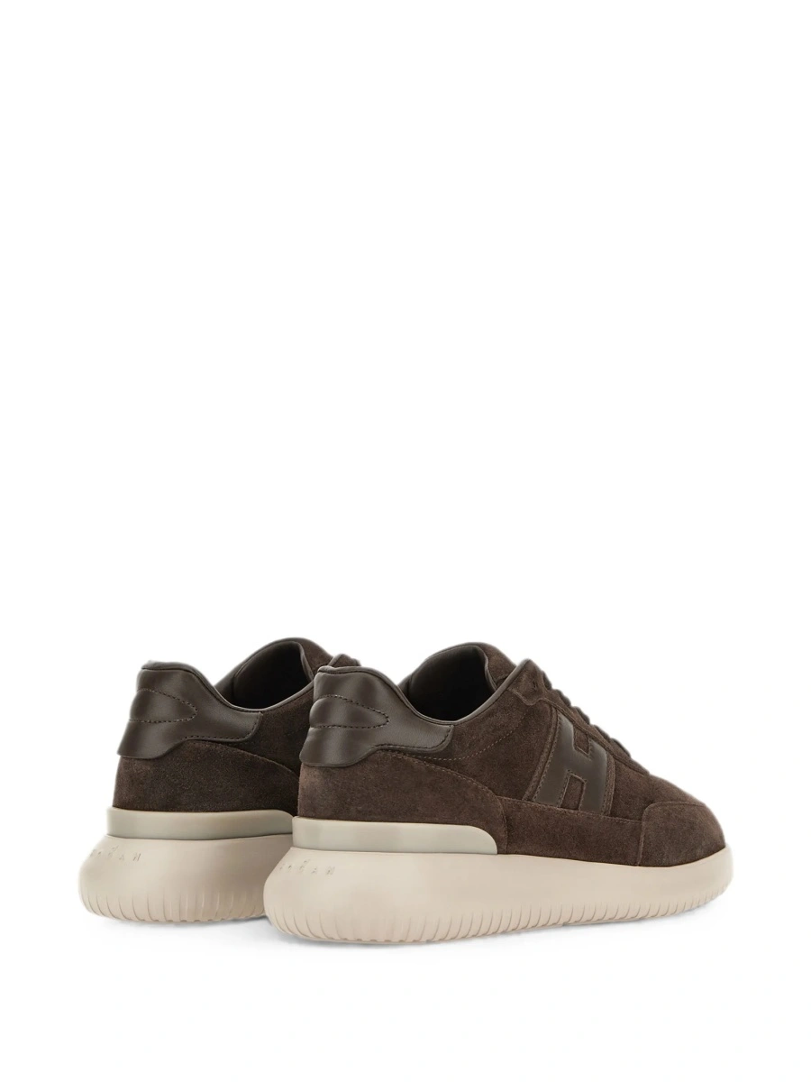 Sneakers Hogan interactive maro din piele intoarsa si piele - Img 4