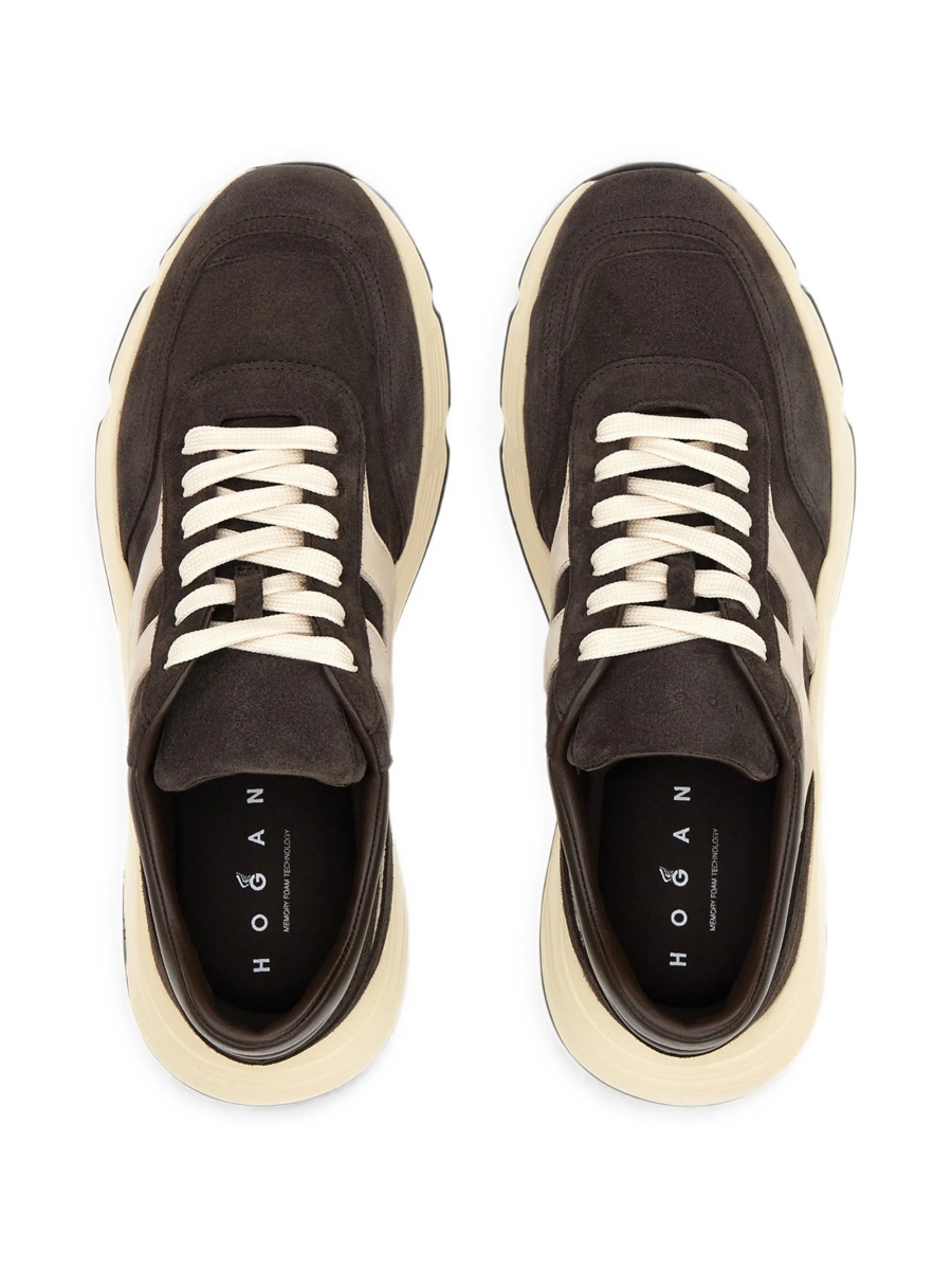 Sneakers Hogan maro din piele intoarsa si piele - Img 3