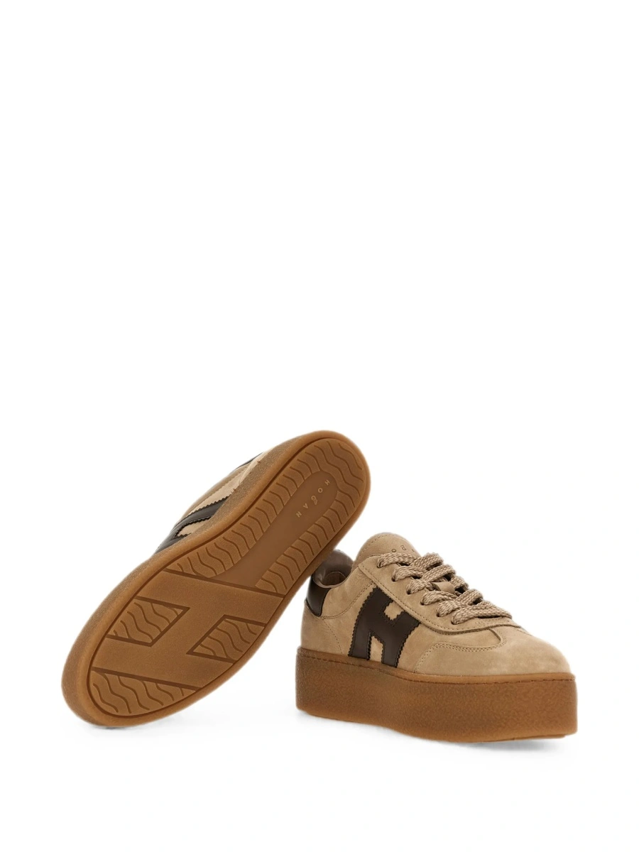 Sneakers Hogan neutri din piele intoarsa si piele - Img 5