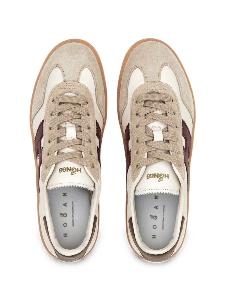 Sneakers Hogan neutri din piele intoarsa si piele - Img 3