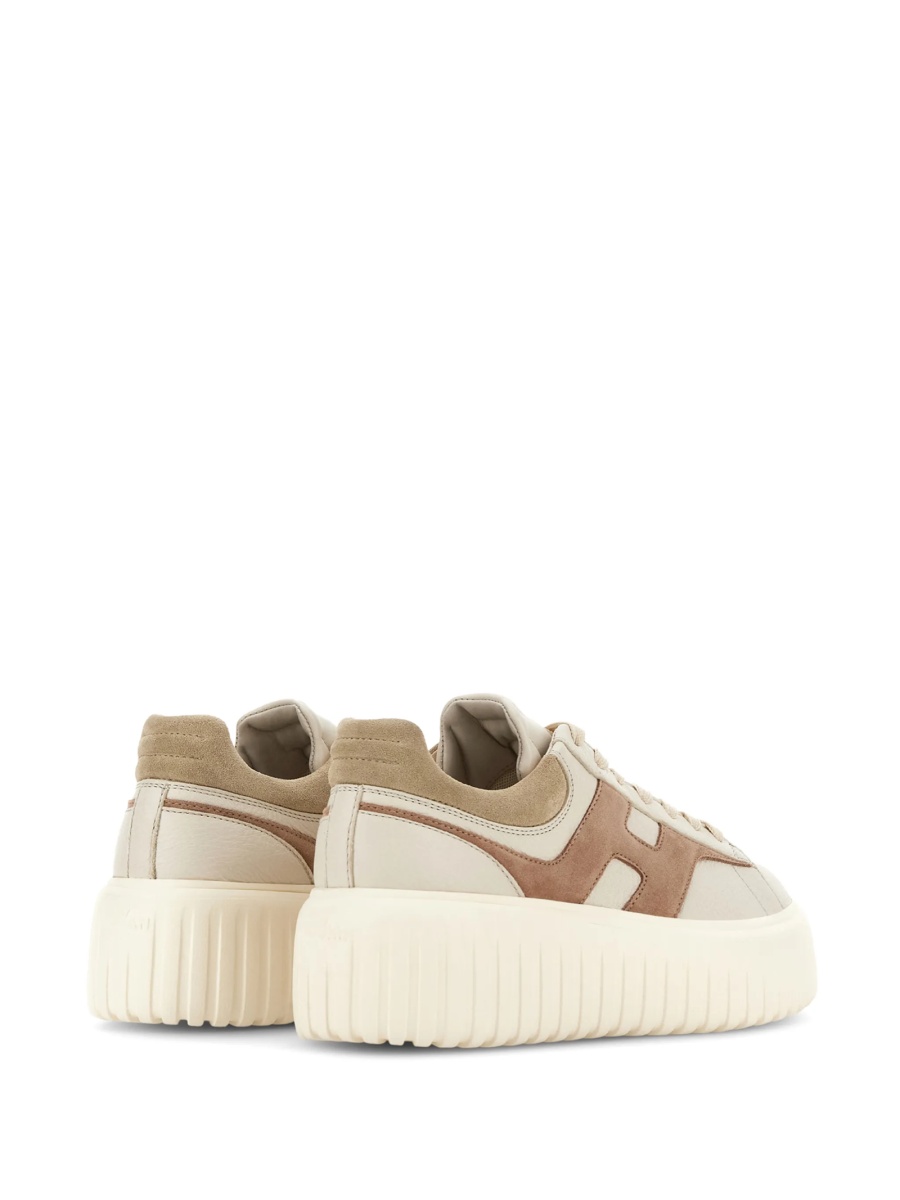 Sneakers Hogan neutri din piele intoarsa si piele - Img 4