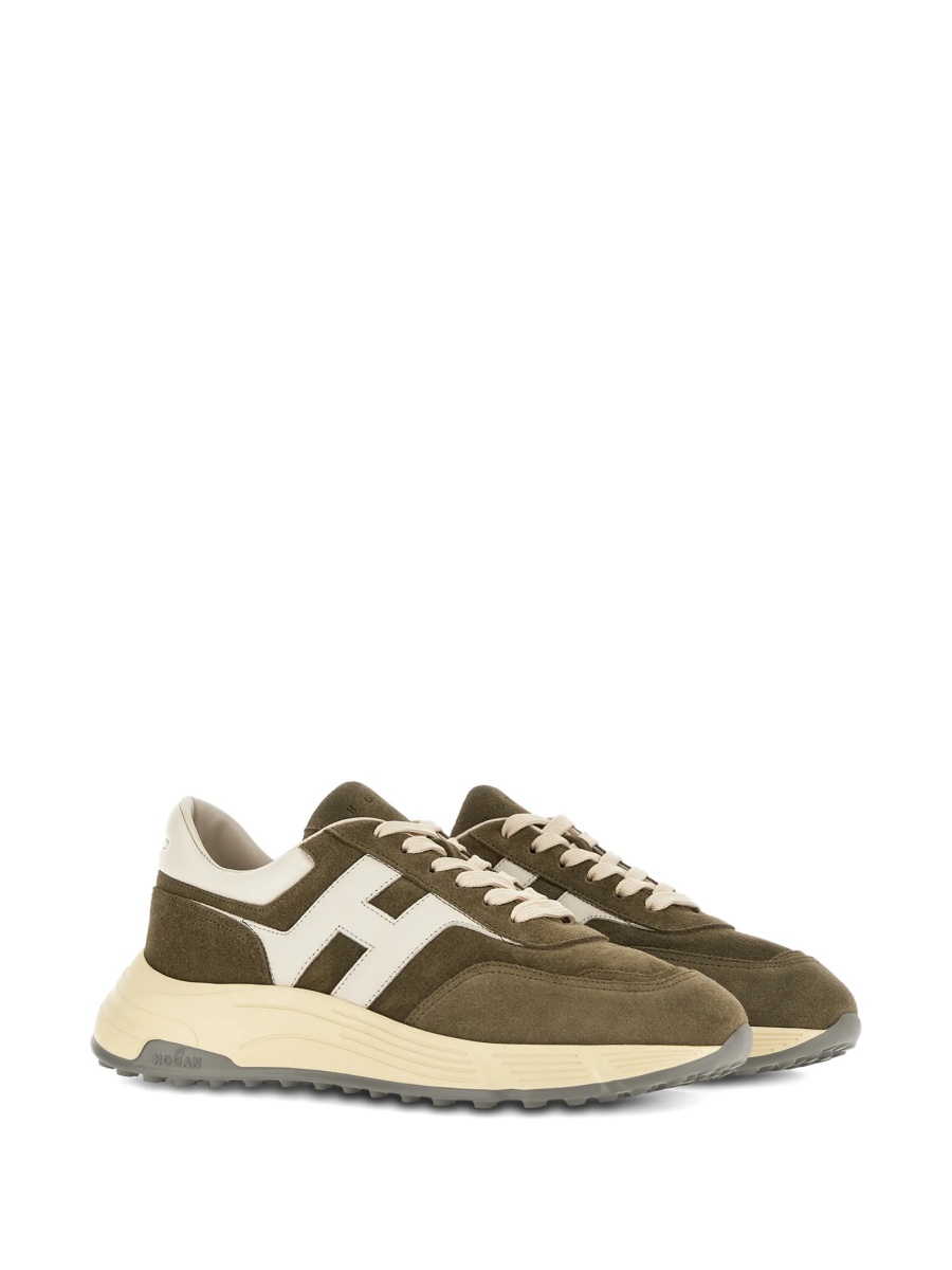 Sneakers Hogan verzi din piele intoarsa si piele - Img 2