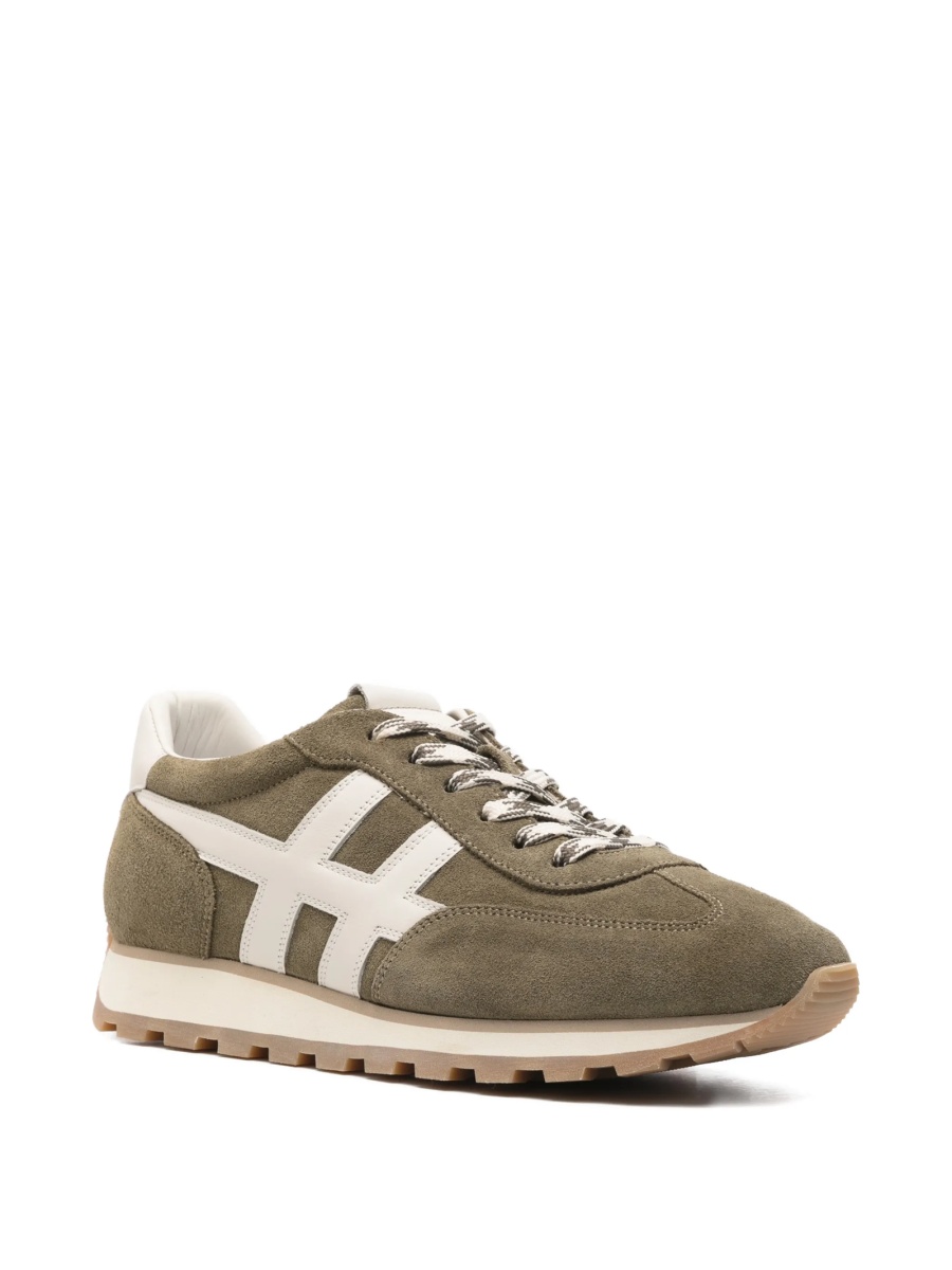 Sneakers Hogan verzi din piele intoarsa si piele - Img 2